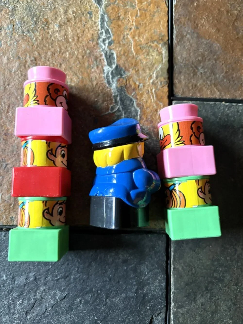 Vintage 1980s Mega Bloks figure lot - captain sailor & face blocks (Ritvik)